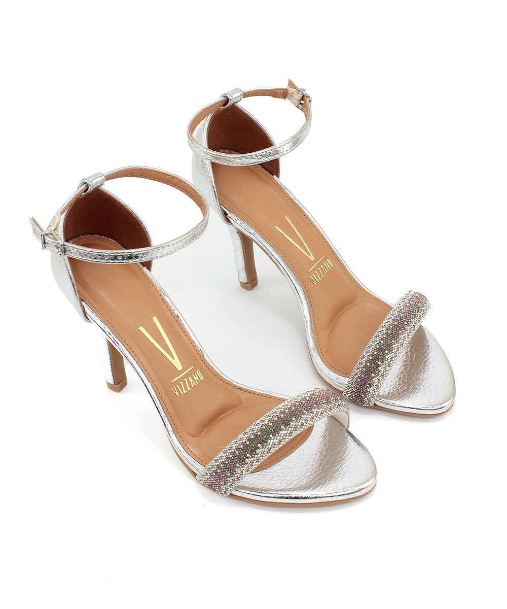 Sandália Vizzano Cristal Salto Alto Prata Prata 2