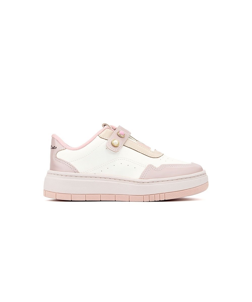 Tênis Infantil Pink Cats Calce Fácil Branco