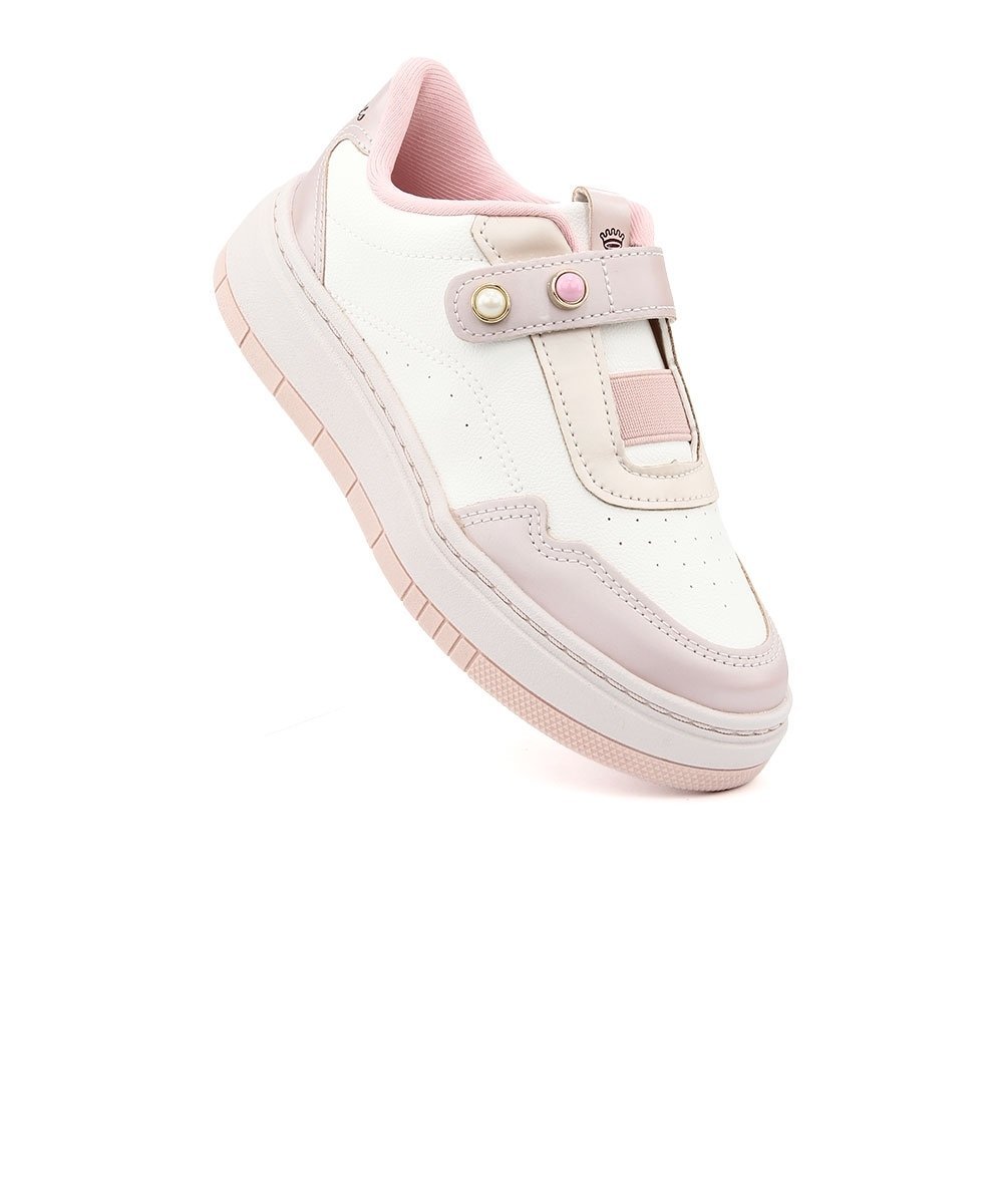 Tênis Infantil Pink Cats Calce Fácil Branco Branco/Bege 2