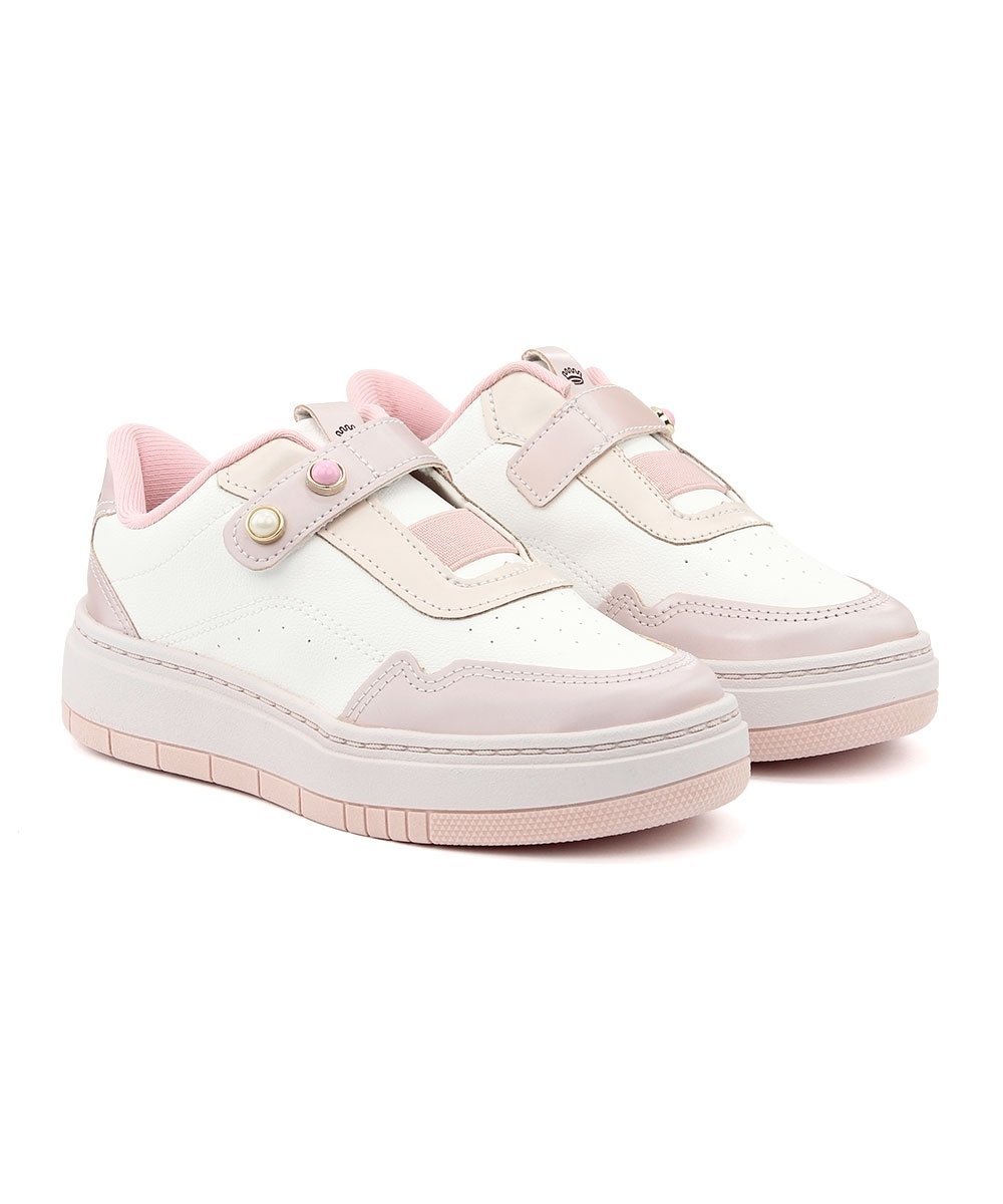 Tênis Infantil Pink Cats Calce Fácil Branco Branco/Bege 3
