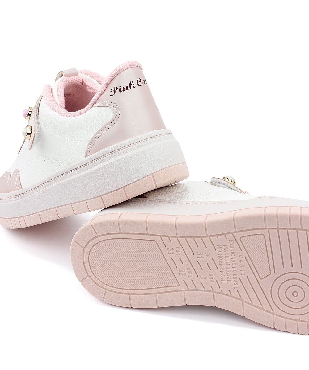 Tênis Infantil Pink Cats Calce Fácil Branco Branco/Bege 5
