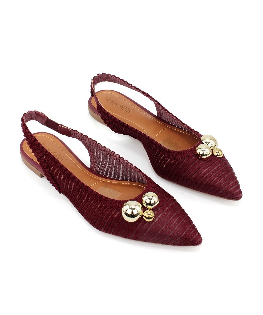 Sapatilha Slingback Valentina Bico Fino Tramada Vinho Vinho 4