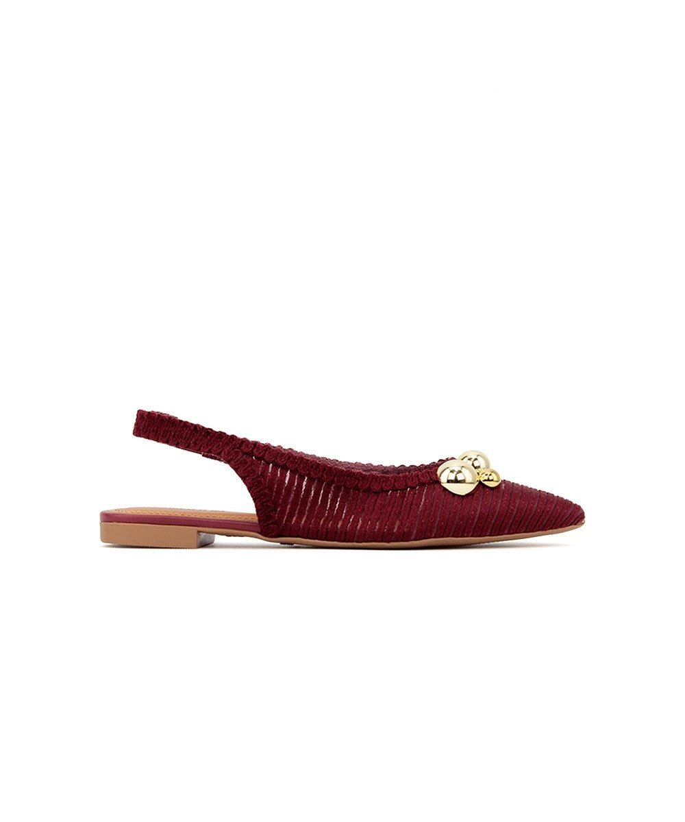 Sapatilha Slingback Valentina Bico Fino Tramada Vinho