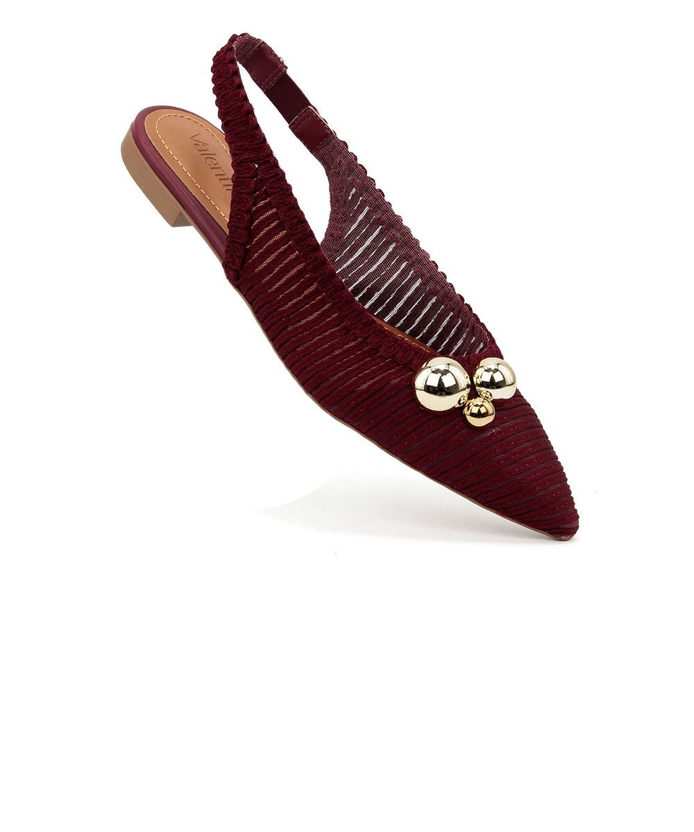 Sapatilha Slingback Valentina Bico Fino Tramada Vinho Vinho 2