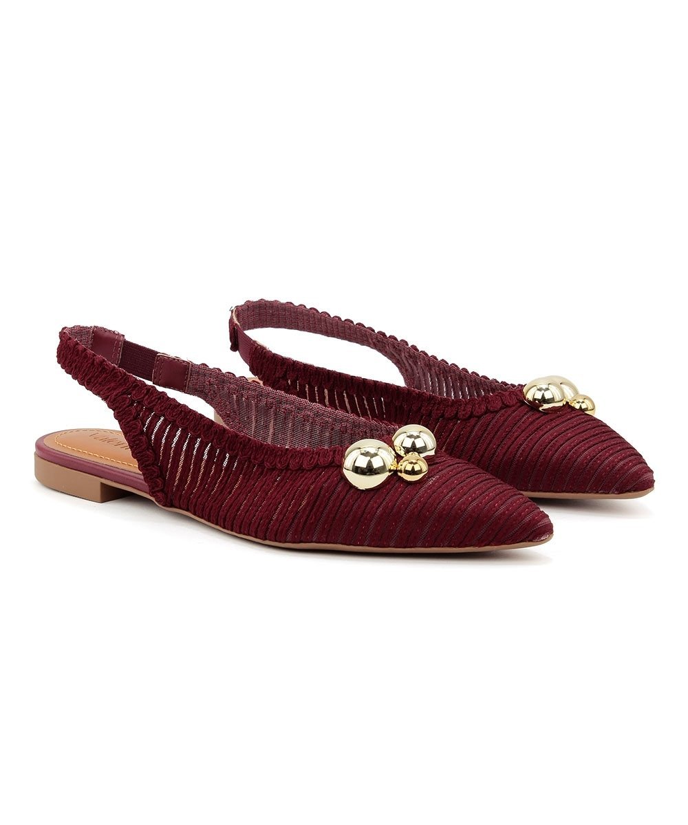 Sapatilha Slingback Valentina Bico Fino Tramada Vinho Vinho 3