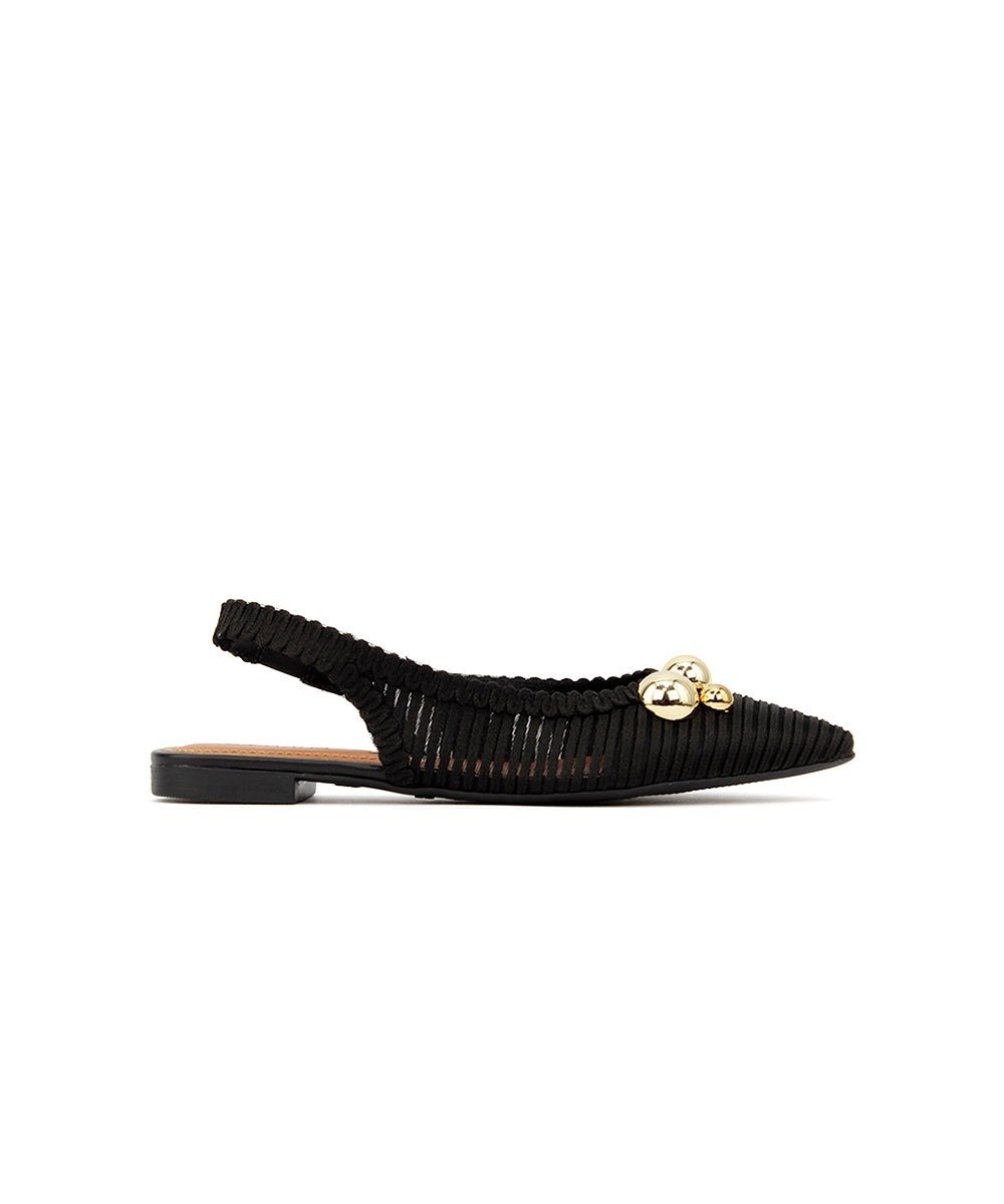 Sapatilha Slingback Valentina Bico Fino Tramada Preto