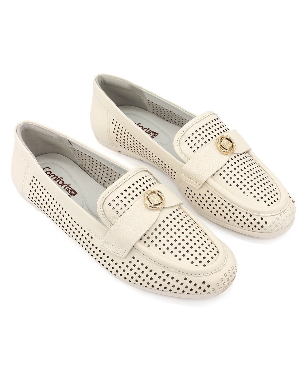 Mocassim Feminino Comfortflex Relax Soft Off White Bege 4