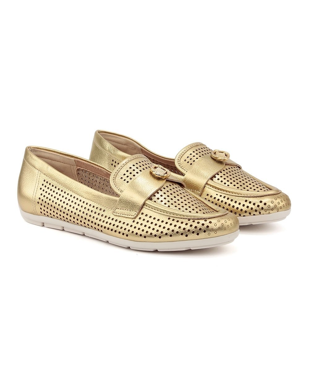 Mocassim Feminino Comfortflex Relax Soft Ouro Dourado 3