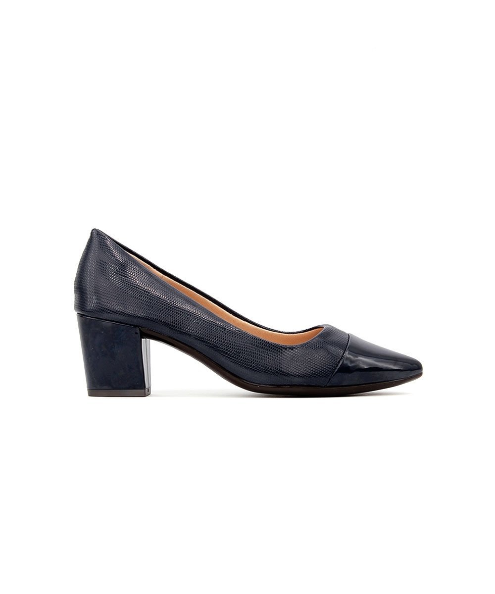 Scarpin Light Gel Bico Fino Salto Bloco Marinho