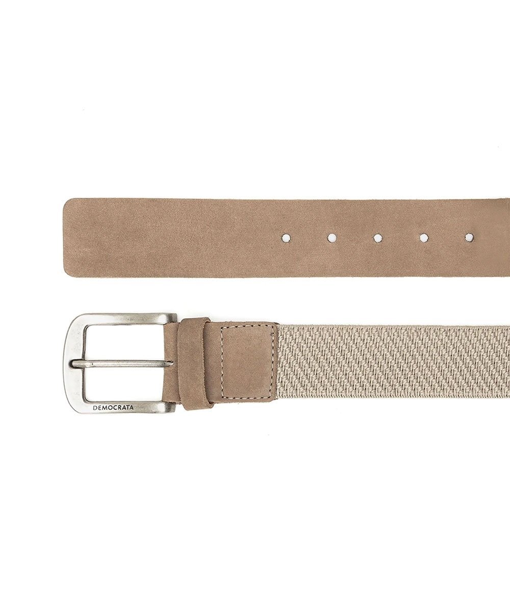 Cinto Masculino Democrata Elástico Denim Taupy Bege 2