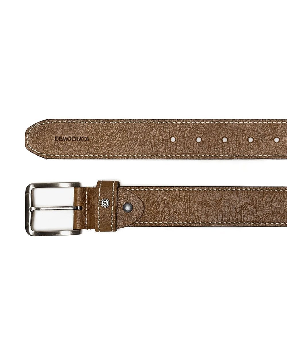 Cinto Masculino Democrata Largo Denim Couro Conhaque Marrom 2