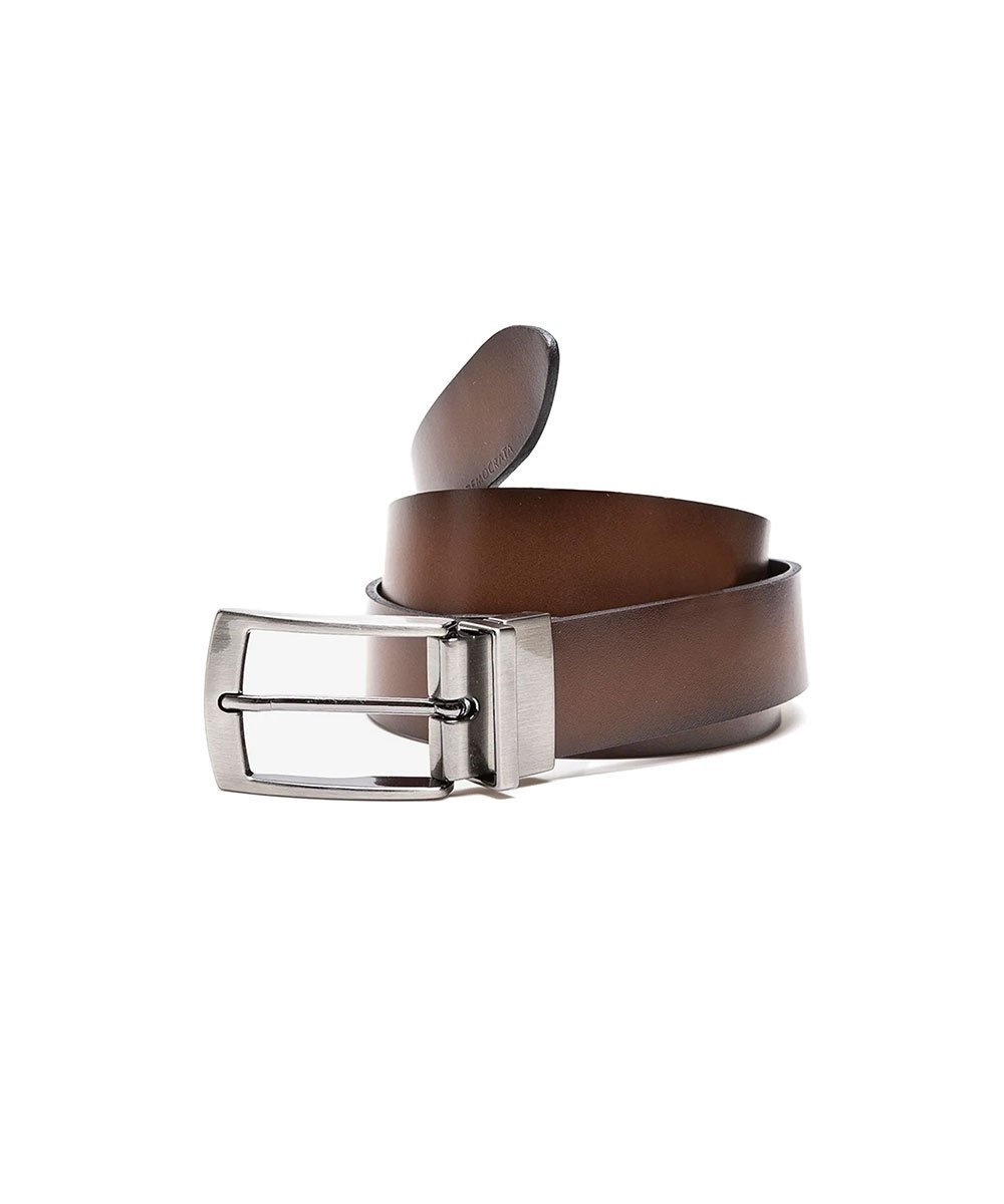 Cinto Masculino Democrata Dupla Face Couro Preto/Tan