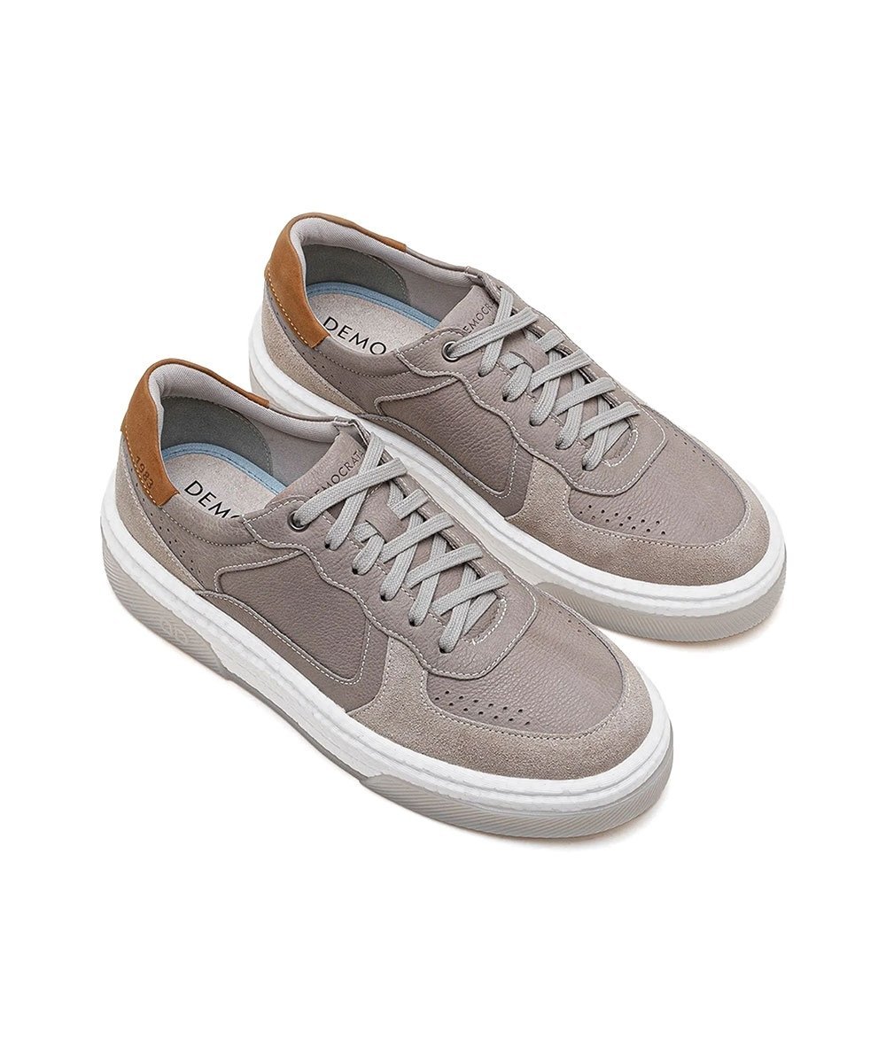 Tênis Masculino Democrata Beat Pulse Couro Off White Cinza 2