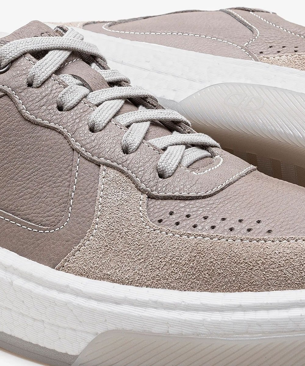 Tênis Masculino Democrata Beat Pulse Couro Off White Cinza 3