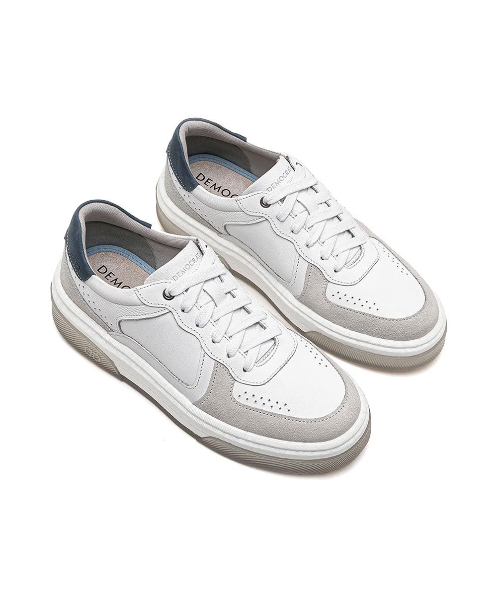 Tênis Masculino Democrata Beat Pulse Couro Branco Branco 2