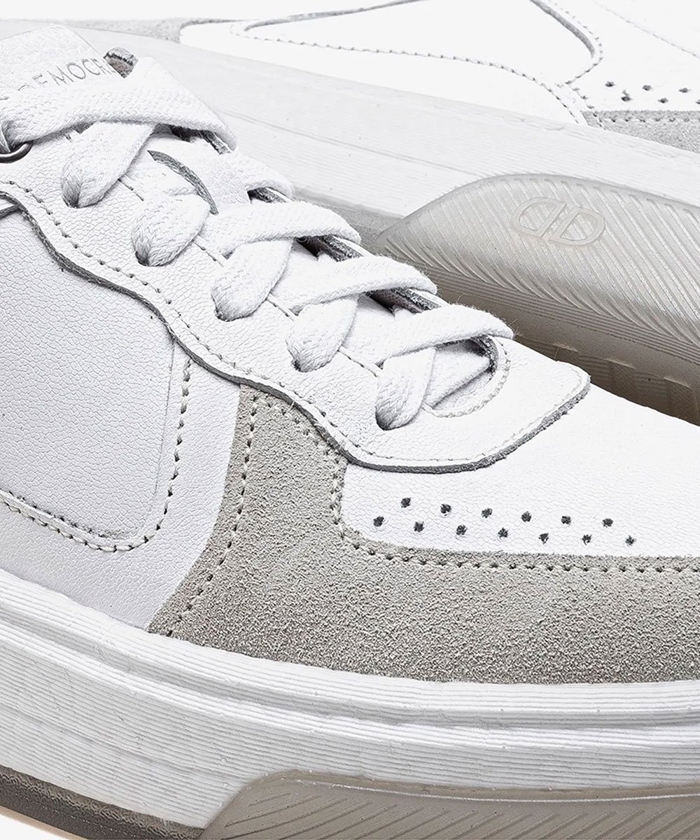 Tênis Masculino Democrata Beat Pulse Couro Branco Branco 3