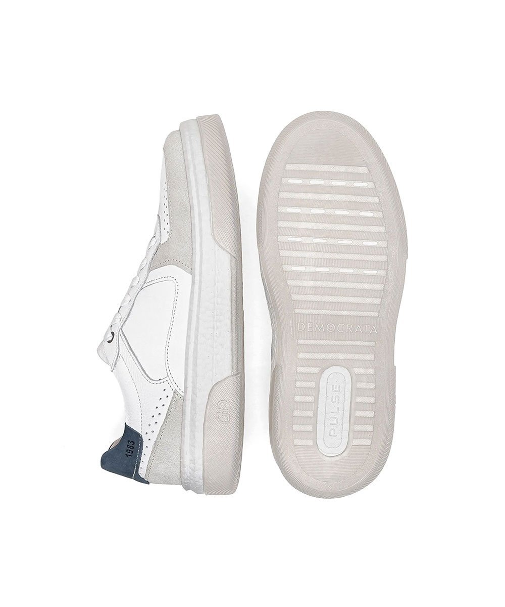 Tênis Masculino Democrata Beat Pulse Couro Branco Branco 4