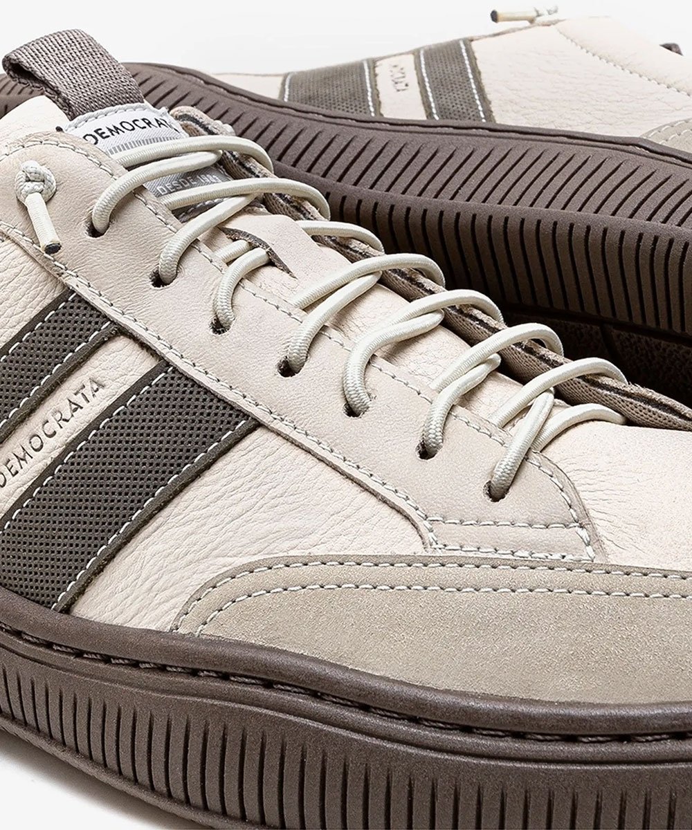 Tênis Masculino Democrata Vibe Couro Creme Bege 3