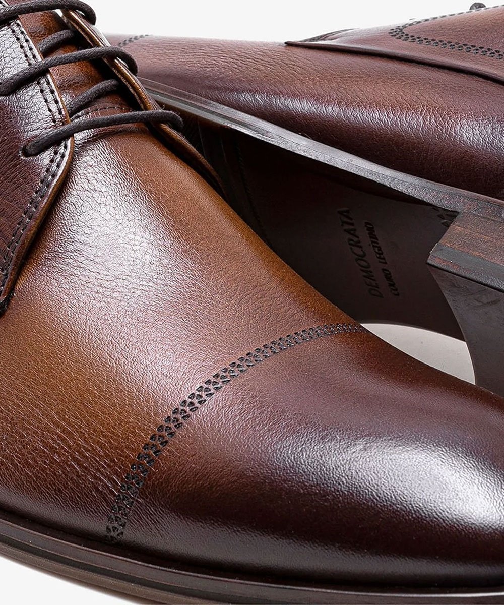 Sapato Social Democrata Metropolitan Treviso Couro Tan Marrom 3