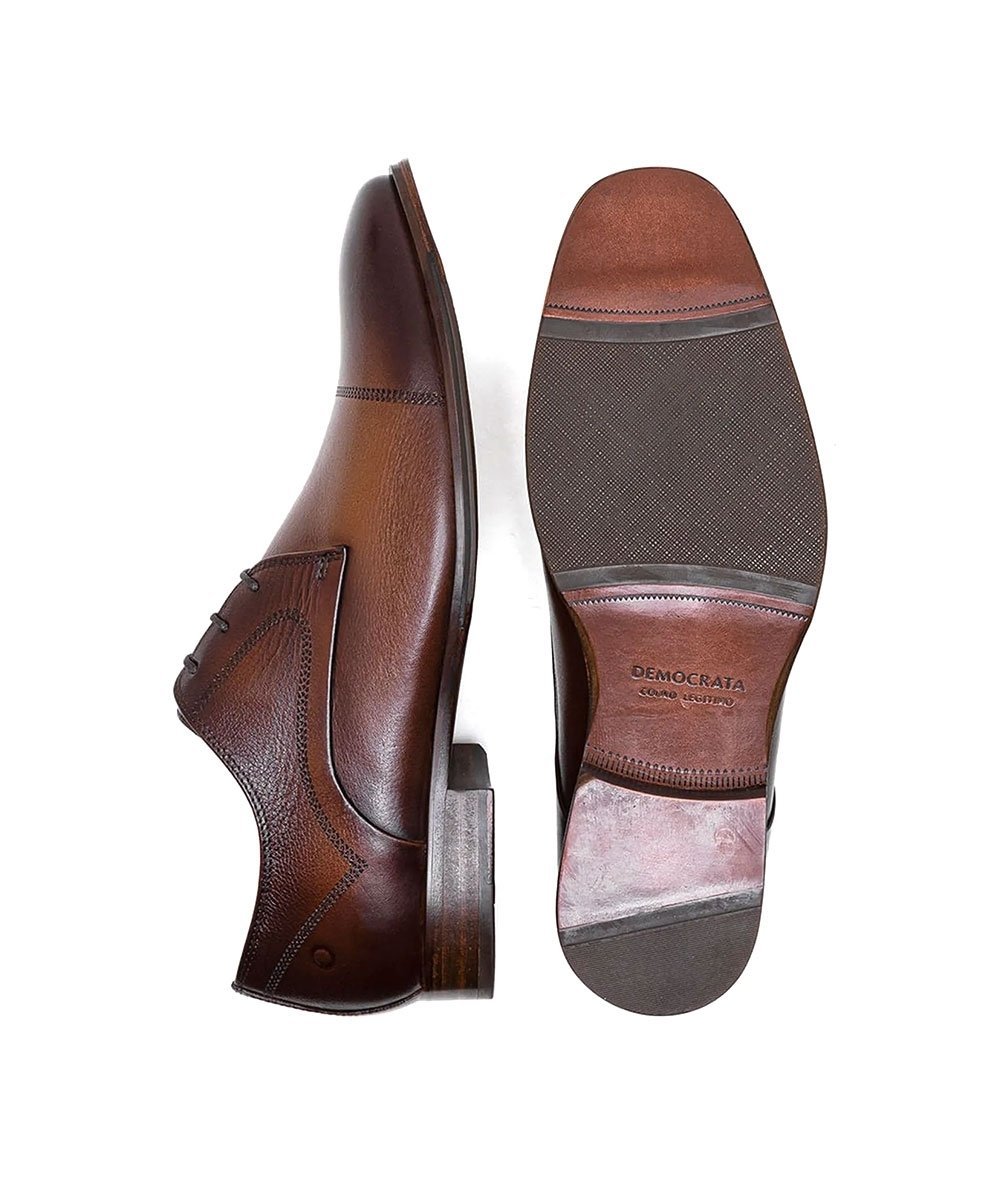 Sapato Social Democrata Metropolitan Treviso Couro Tan Marrom 4