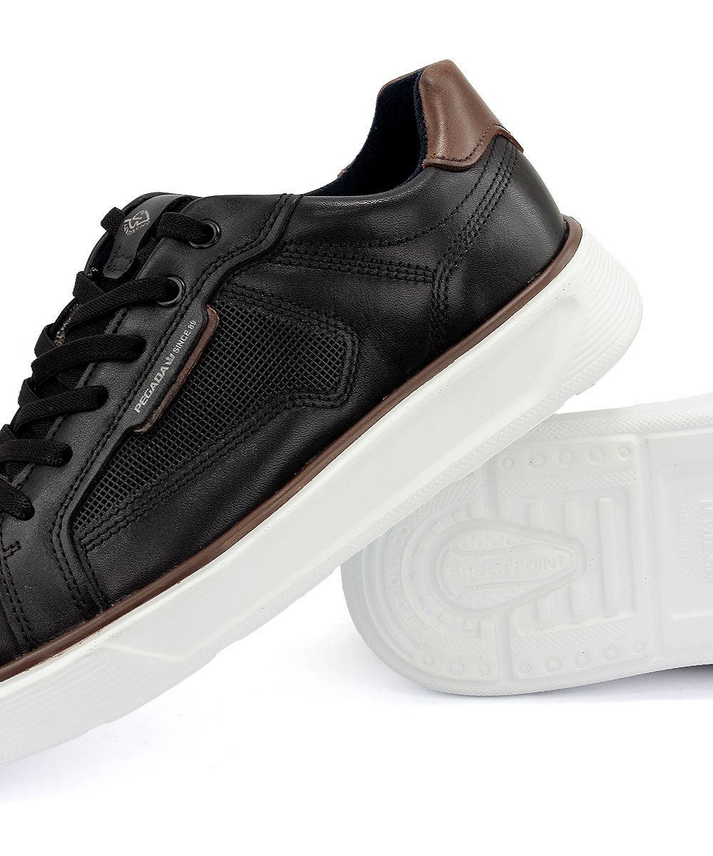 Tênis Masculino Pegada Levitech Couro Preto Preto 5
