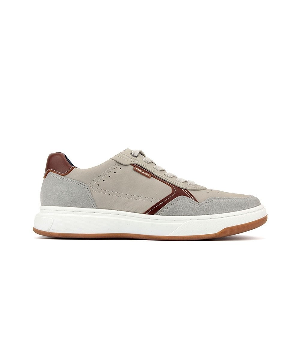 Tênis Casual Pegada Masculino em Couro Cinza