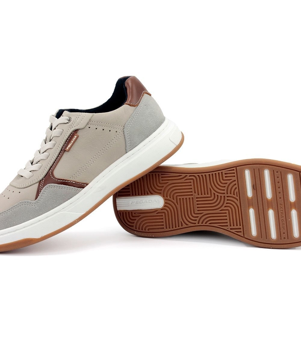 Tênis Casual Pegada Masculino em Couro Cinza Cinza 5