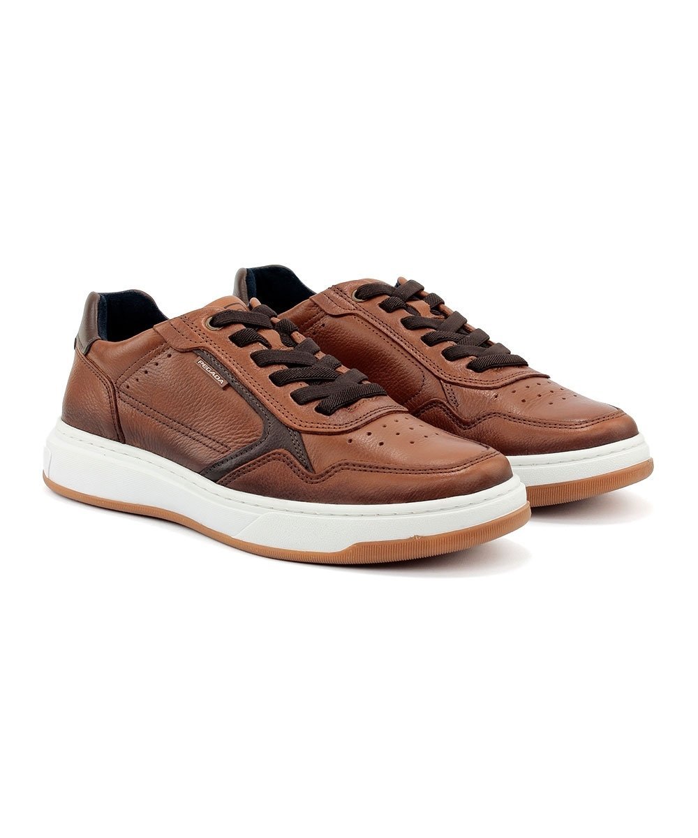 Tênis Casual Pegada Masculino em Couro Pinhao Marrom 3