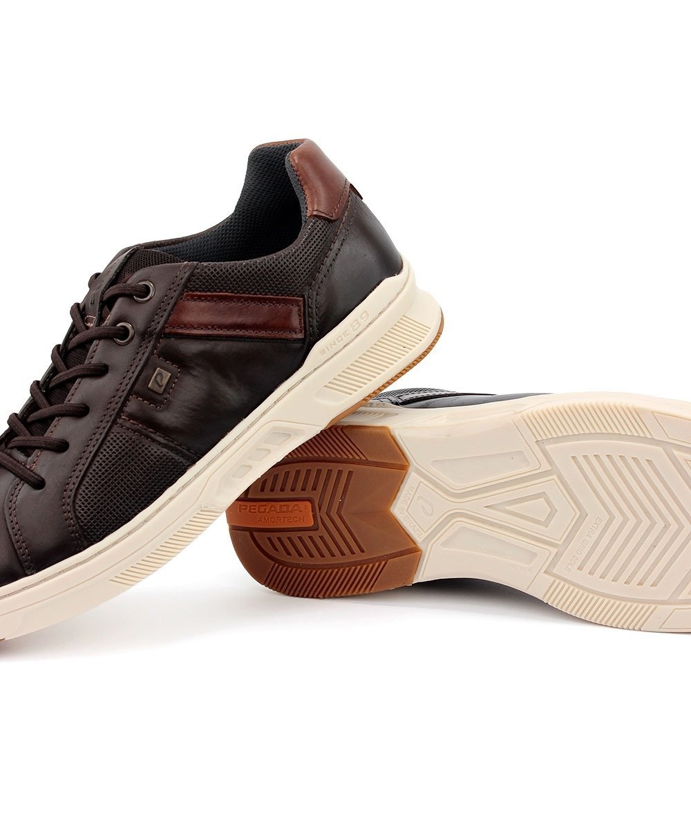 Tênis Masculino Pegada Couro Marrom Marrom 6