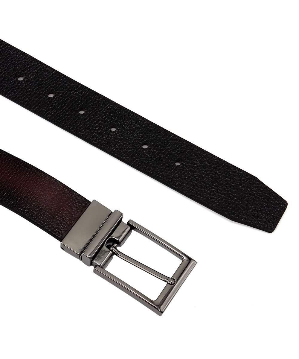 Cinto Masculino Fasolo Dupla Face Couro Conhaque/Preto Marrom 2