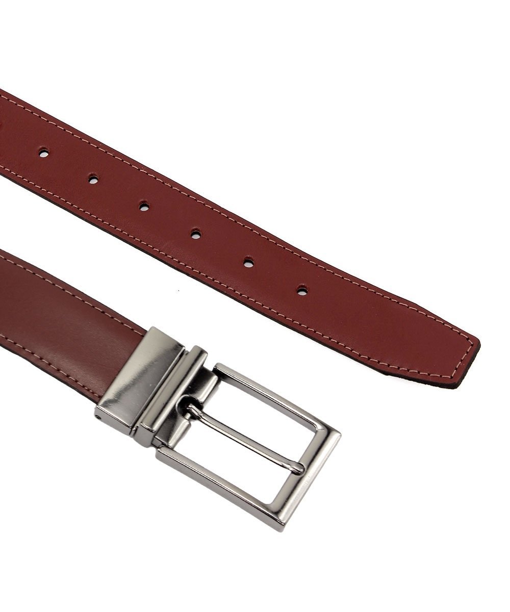 Cinto Masculino Fasolo Dupla Face Couro Conhaque/Preto