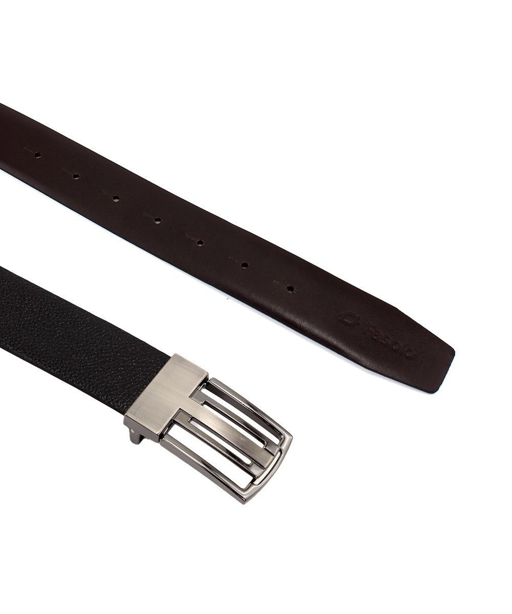 Cinto Masculino Fasolo Dupla Face Couro Preto/Cafe Preto 4