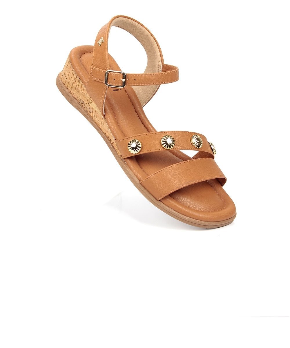 Sandália Feminina Softli Anabela Ambar Bege 2