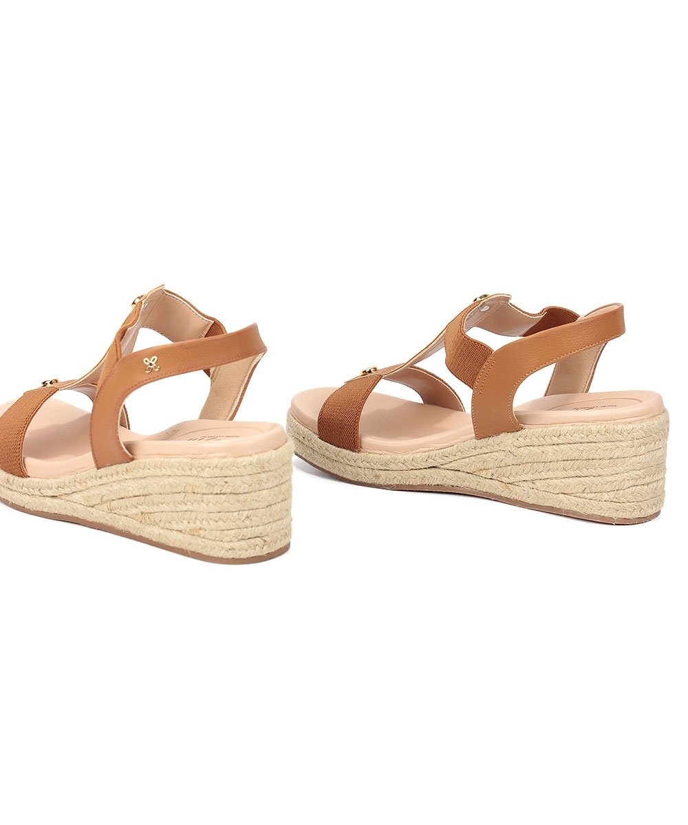 Sandália Anabela Softli Salto Corda Ambar Caramelo 4