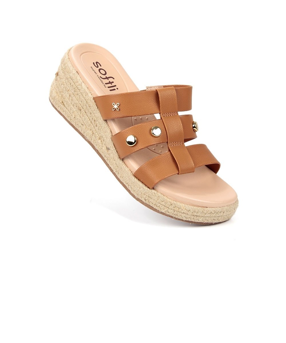 Tamanco Anabela Softli Salto Corda Ambar Caramelo 2