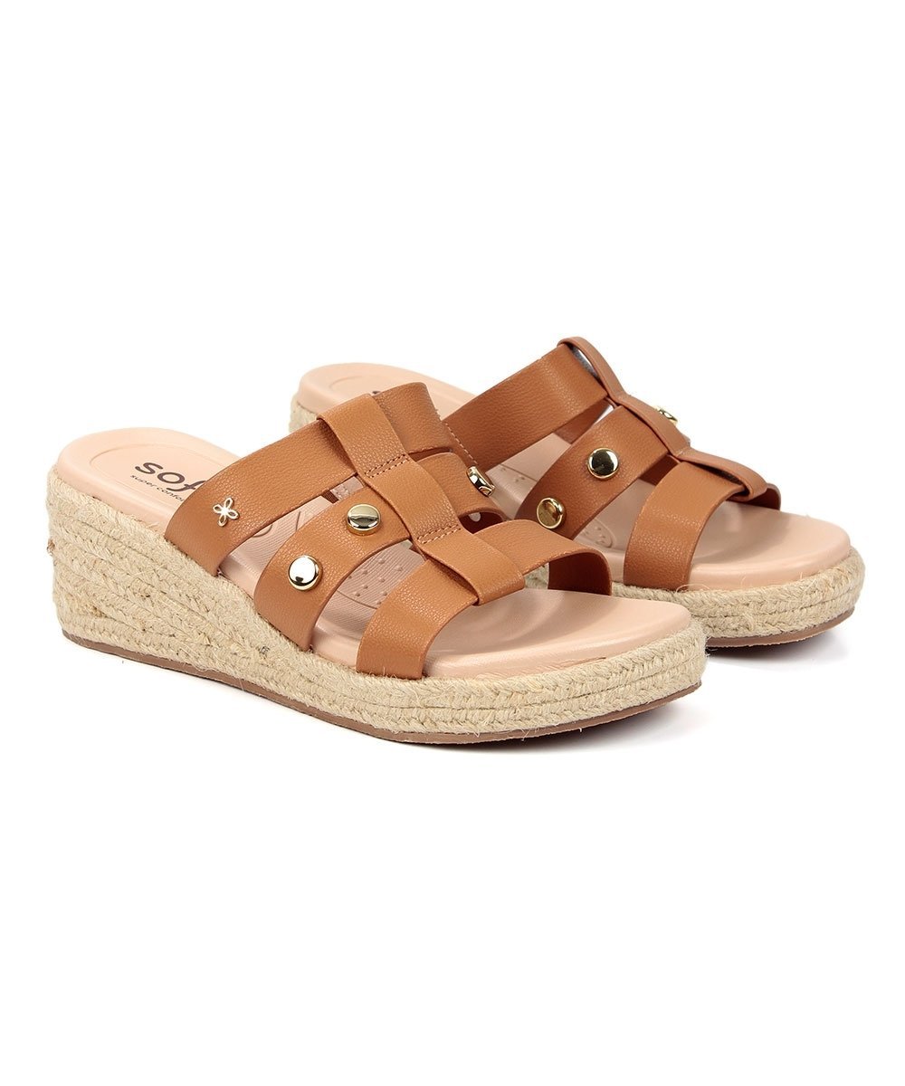 Tamanco Anabela Softli Salto Corda Ambar Caramelo 3