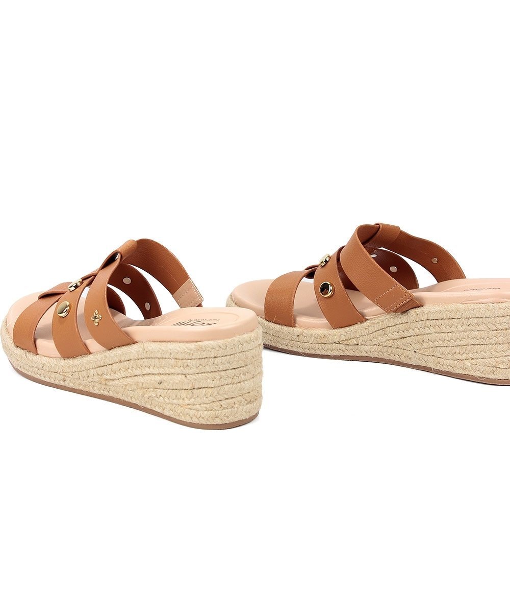 Tamanco Anabela Softli Salto Corda Ambar Caramelo 4