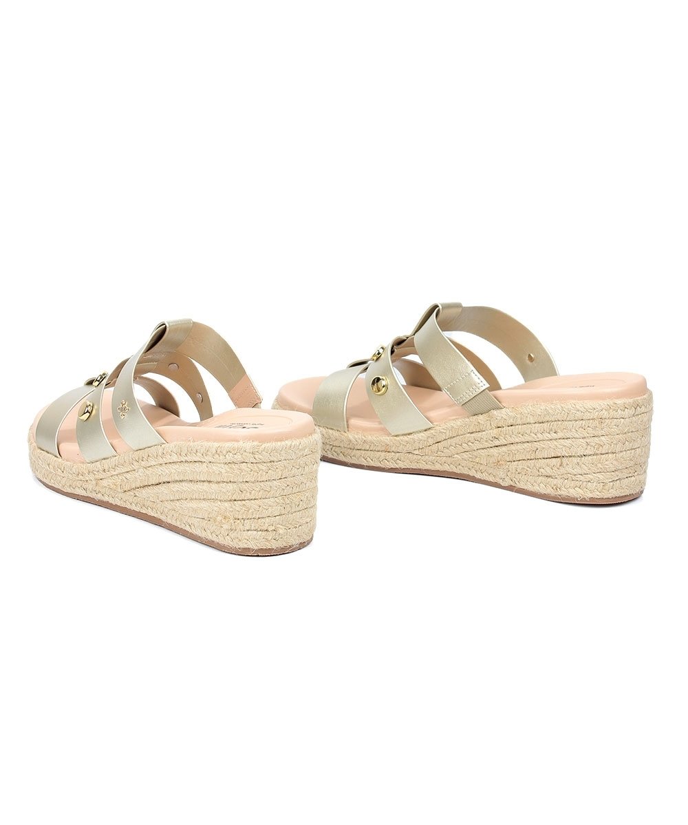 Tamanco Anabela Softli Salto Corda Ouro Prata 4