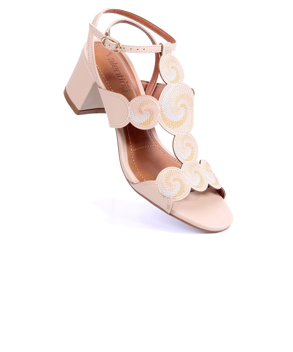 Sandália Valentina Salto Bloco Creme Areia 2