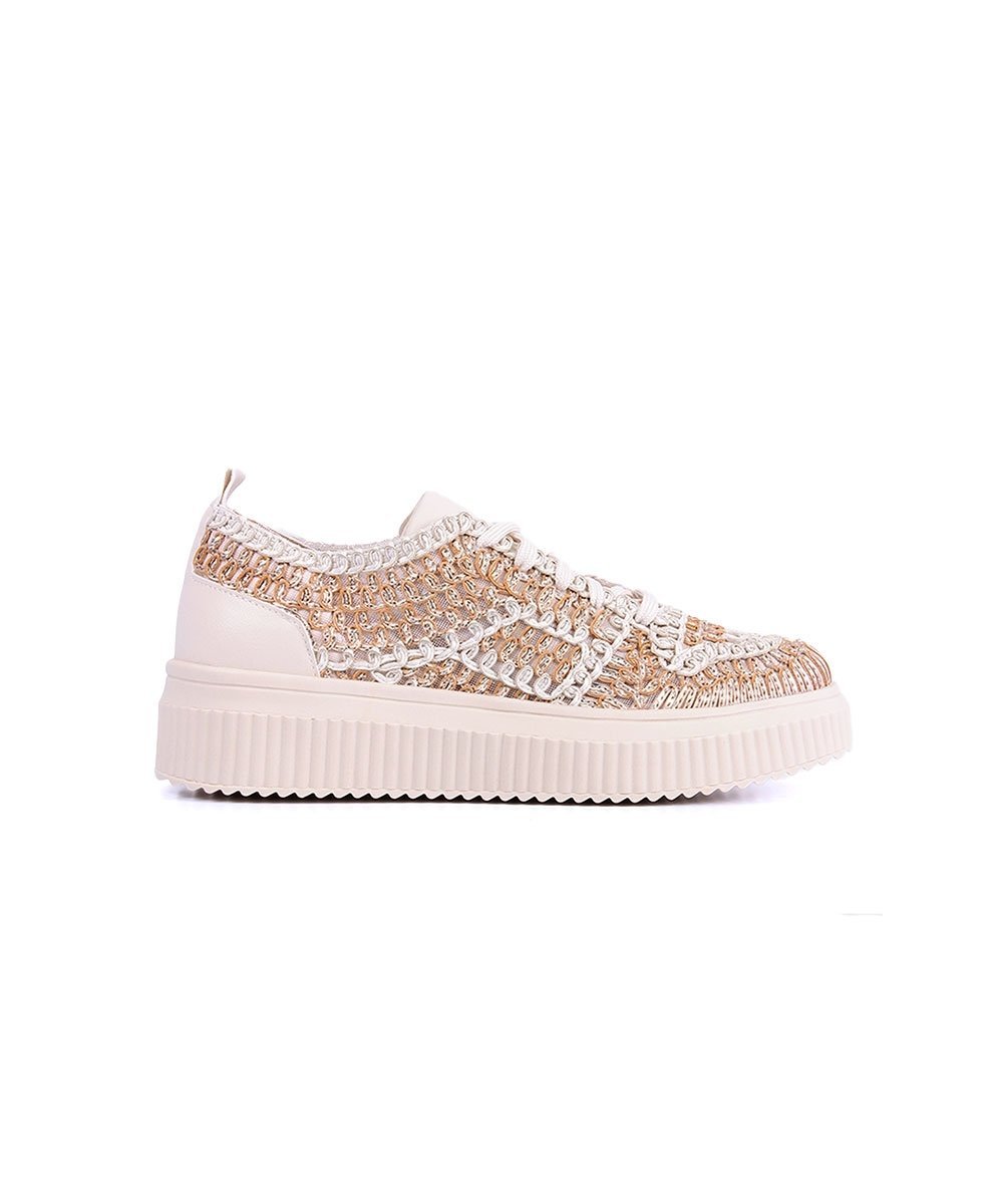 Tênis Feminino Valentina Casual Tramado Off White