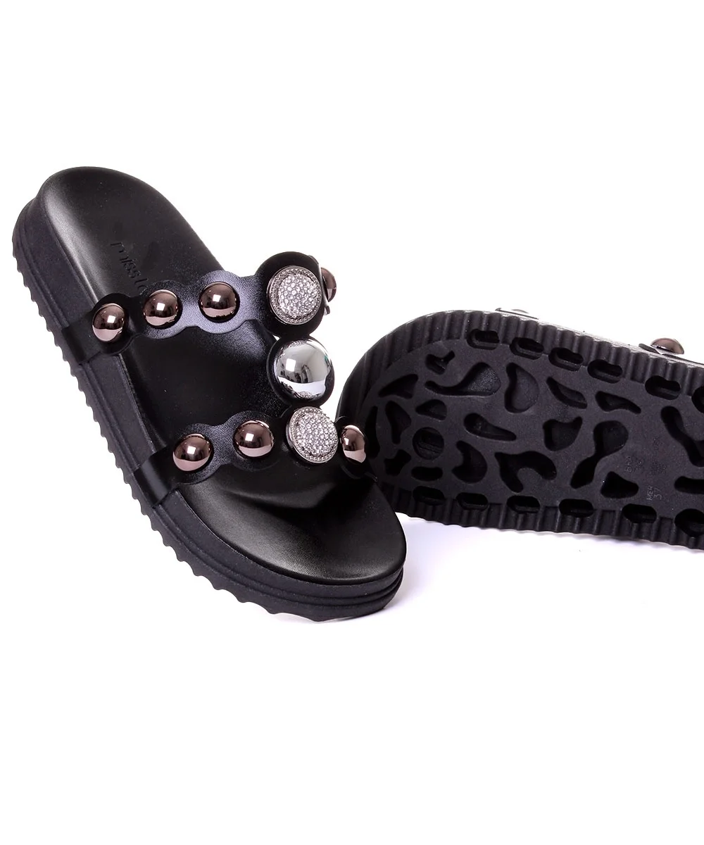 Tamanco Flatform Pixolé Tiras Preto Preto 5