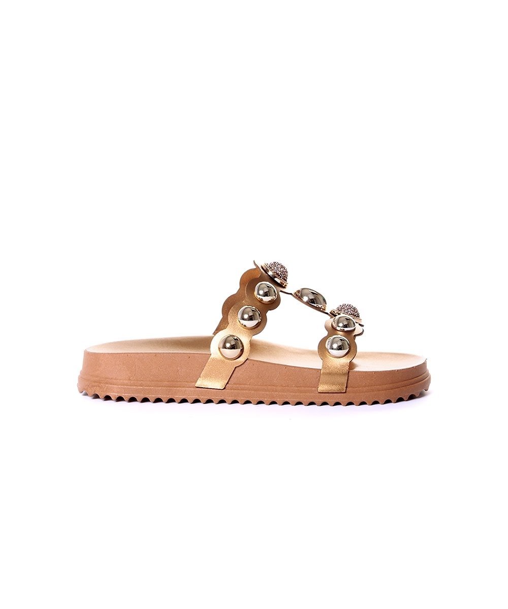 Tamanco Flatform Pixolé Tiras Bronze