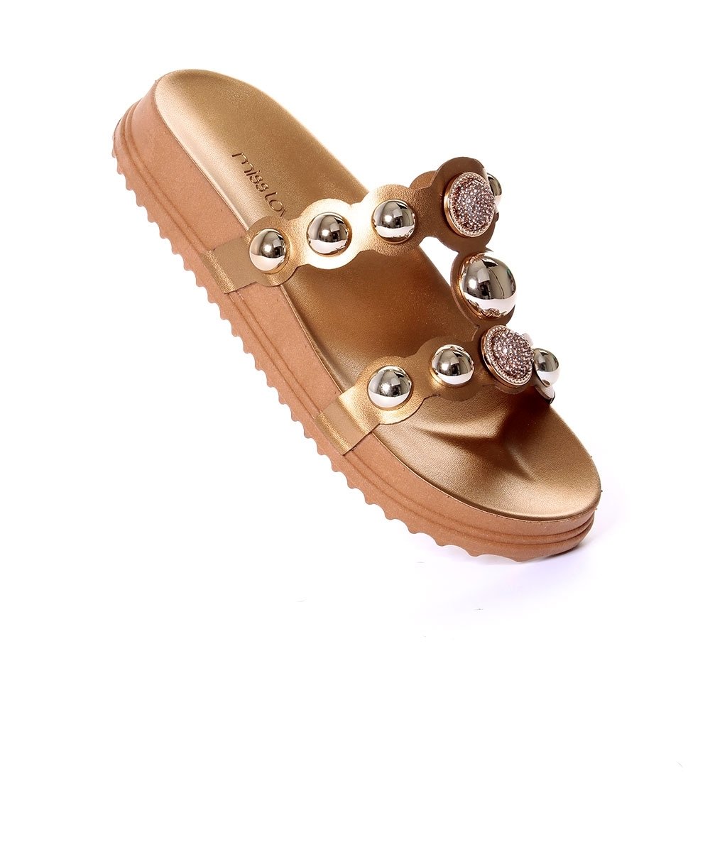 Tamanco Flatform Pixolé Tiras Bronze Dourado 2