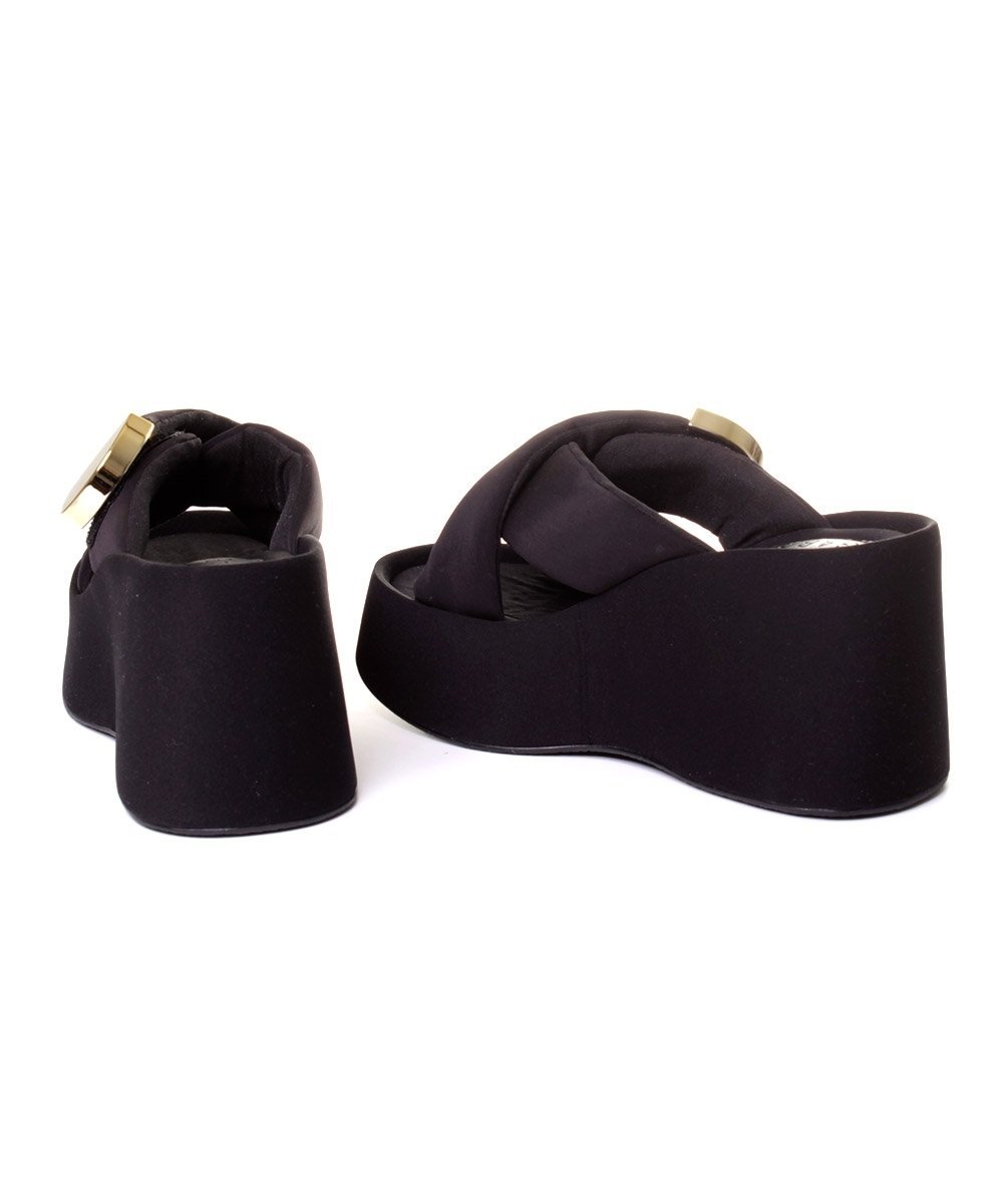 Sandália Anabela Pixolé Tiras Preto Preto 4