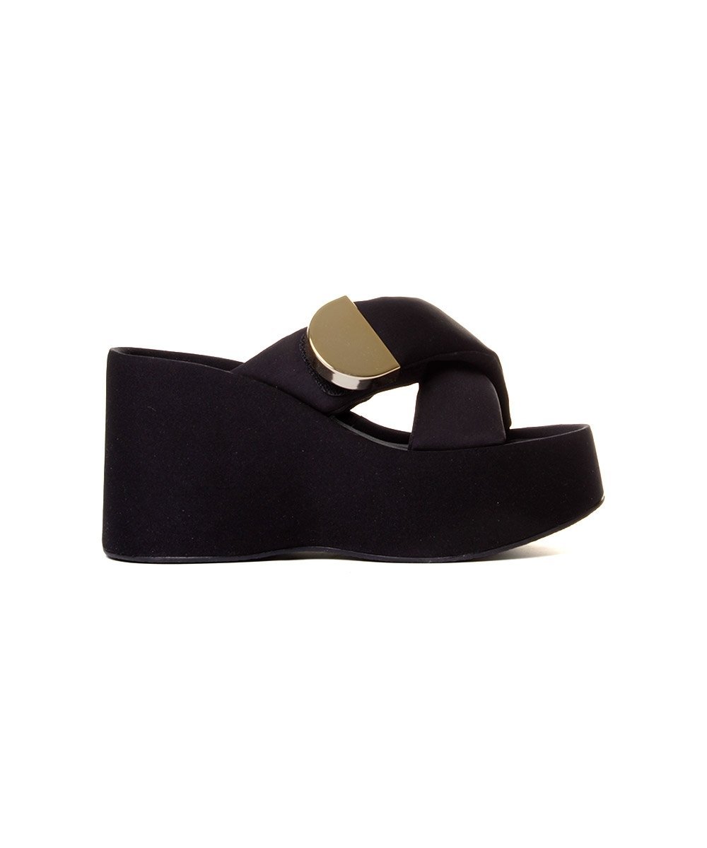 Sandália Anabela Pixolé Tiras Preto