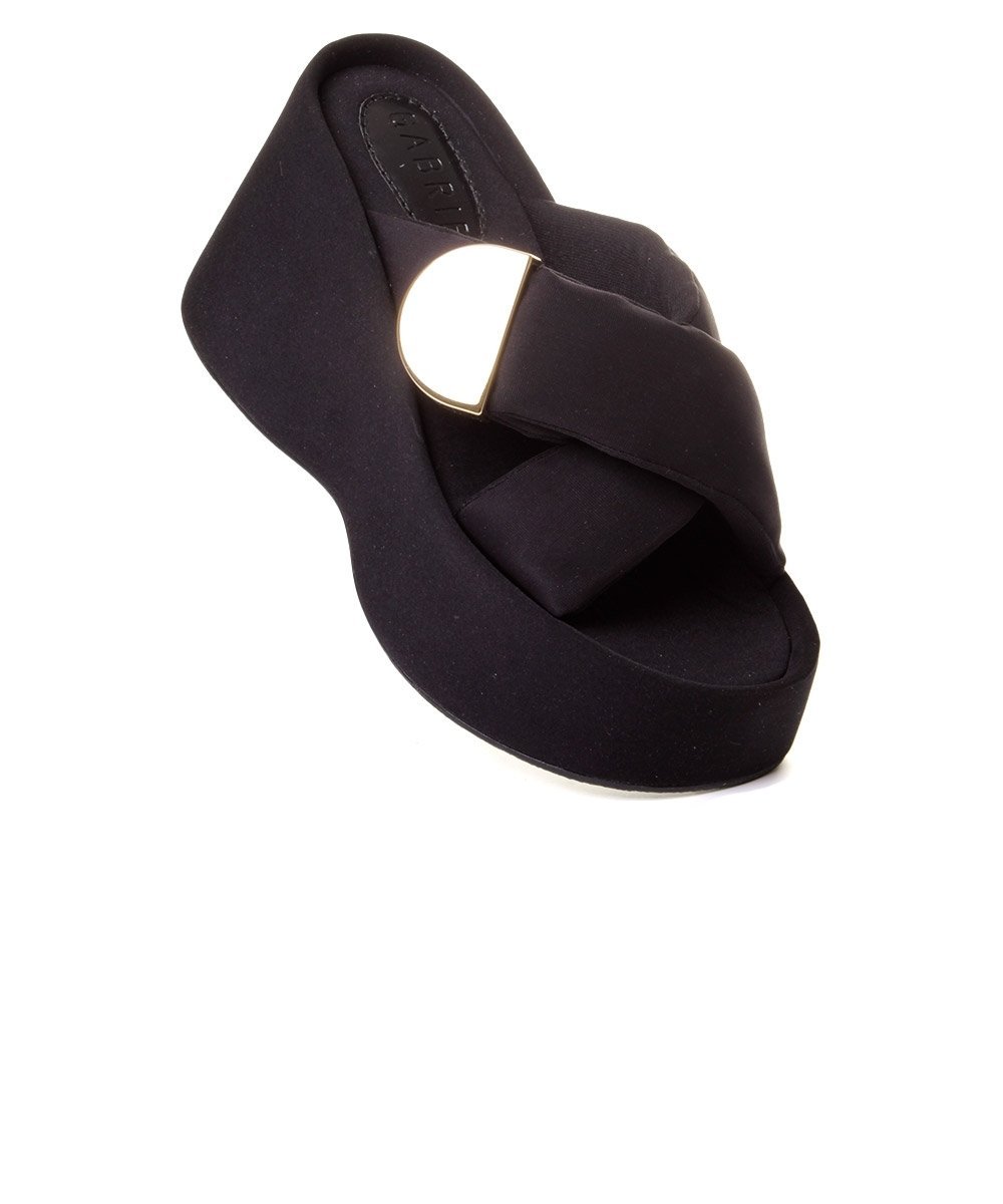 Sandália Anabela Pixolé Tiras Preto Preto 2