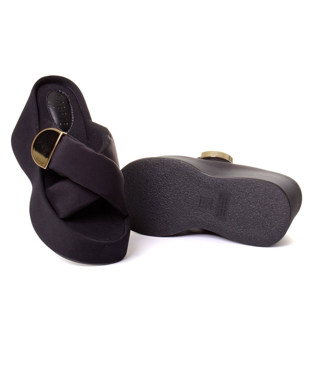 Sandália Anabela Pixolé Tiras Preto Preto 5