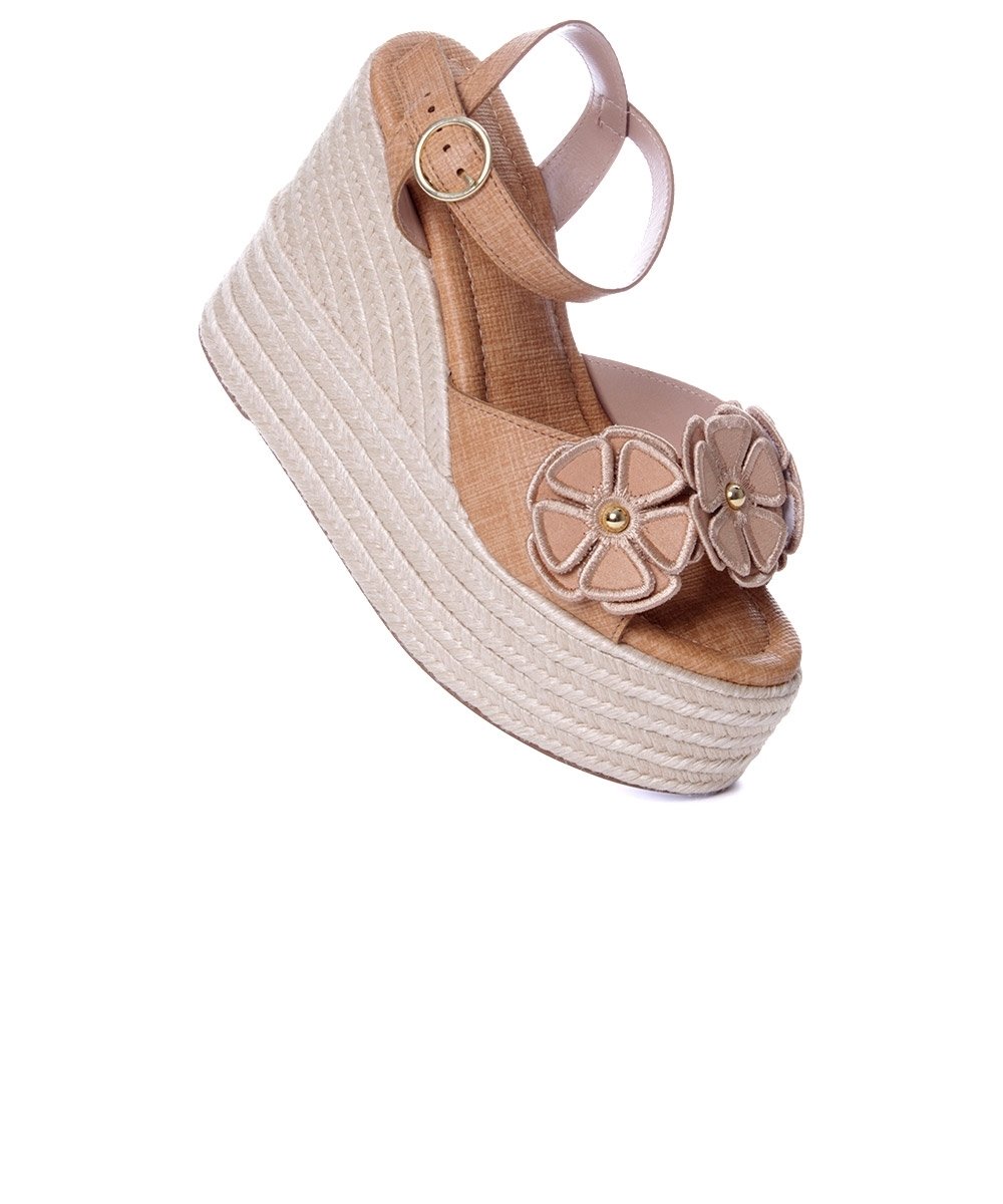 Sandália Anabela Pixolé Flores Ambar Bege 2