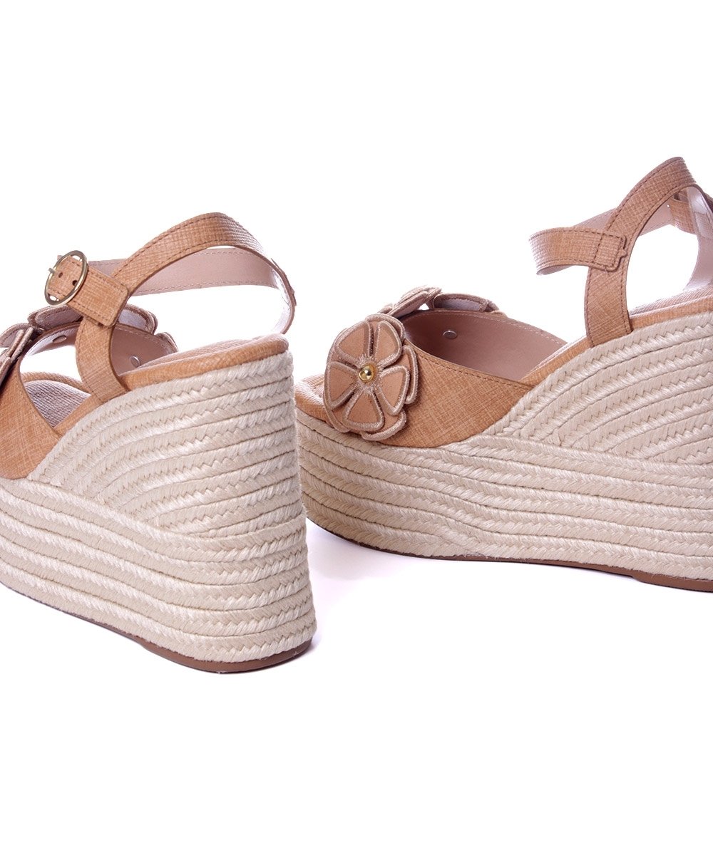 Sandália Anabela Pixolé Flores Ambar Bege 4