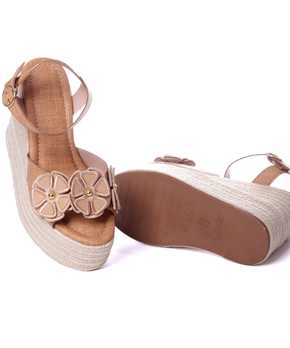 Sandália Anabela Pixolé Flores Ambar Bege 5